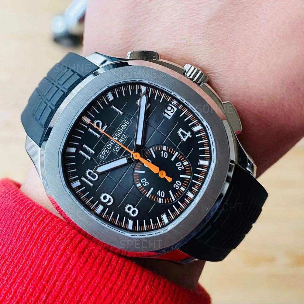 Specht & Söhne nouveau classique 5167 montre pour hommes couleur Orange saphir cristal caoutchouc Sr