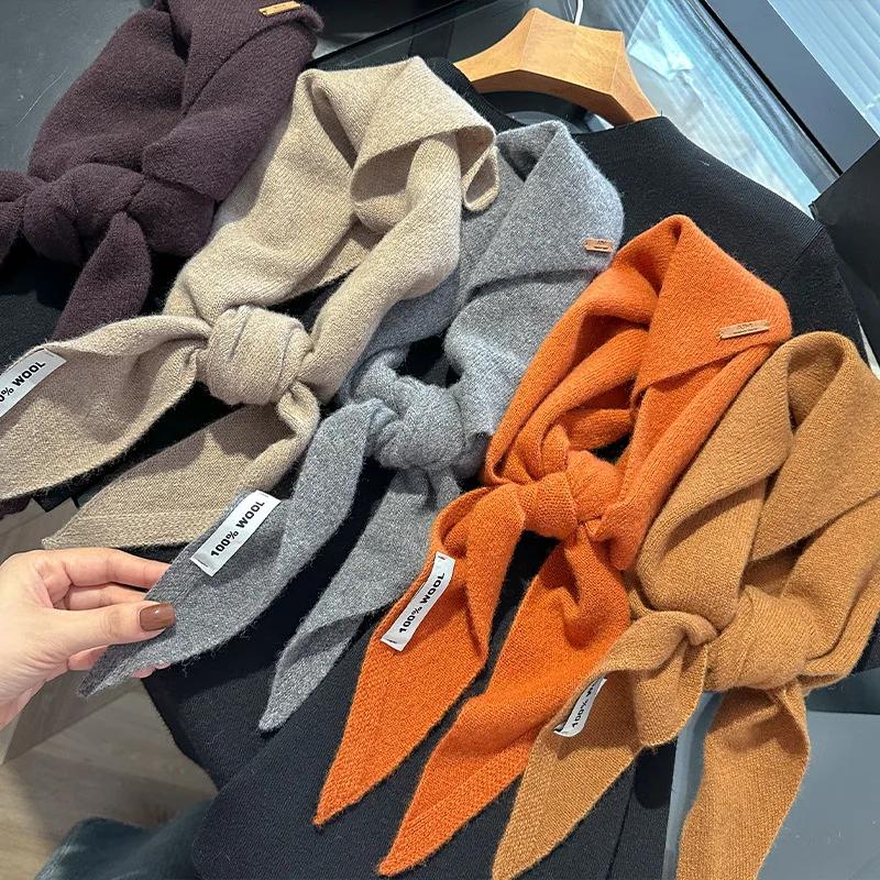 Écharpe tricotée 100% laine pour femme, écharpe chaude d'hiver, couleur unie brillante, châle épais,