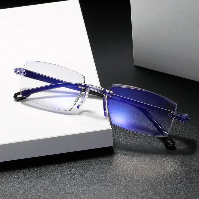 Lunettes de lecture 0 -1.0 à-4.0 myopie Glasse sans monture Anti lumière bleue hommes myopie lunette