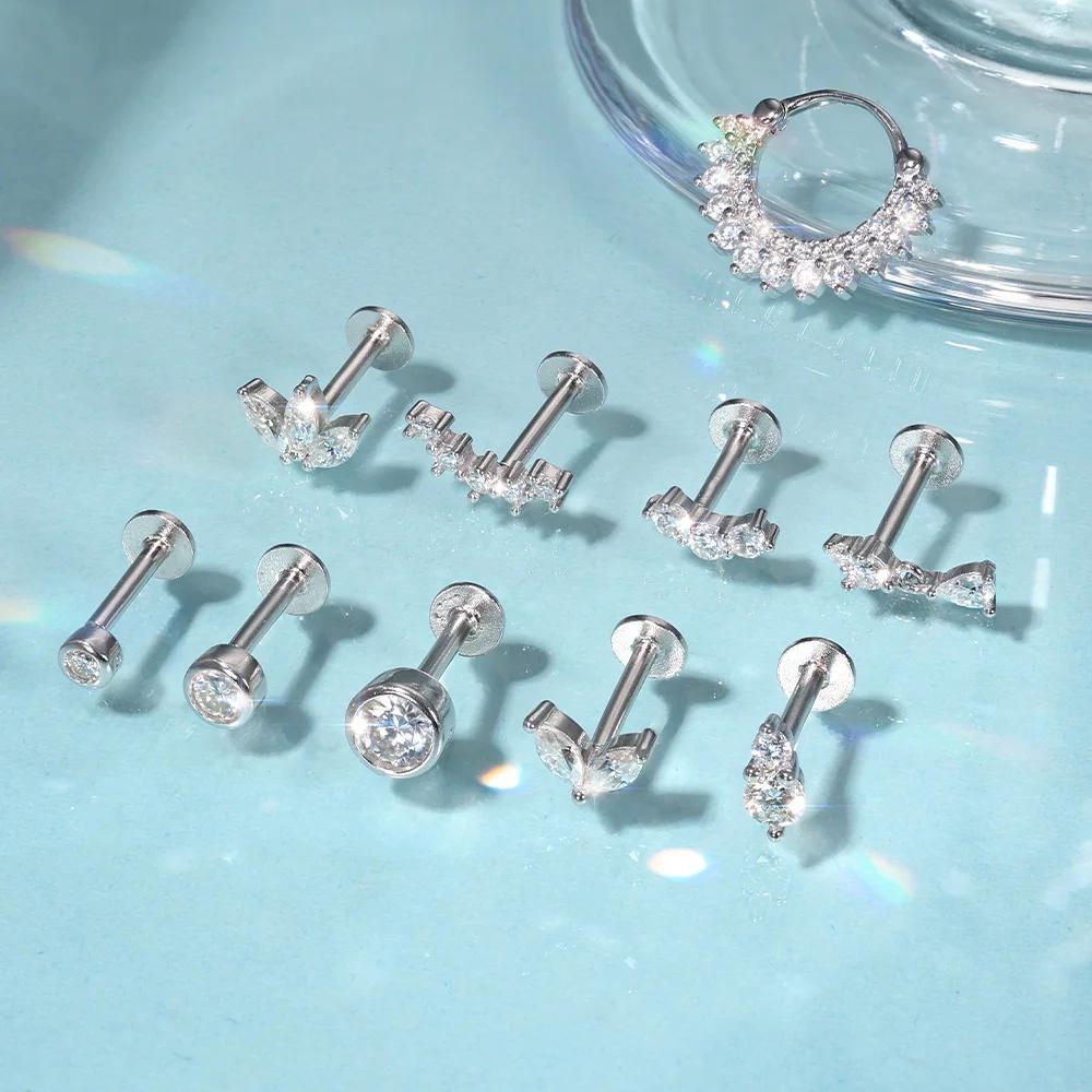 Aide Moissanite diamant boucles d'oreilles pour femmes original 925 en argent Sterling vis arrière f