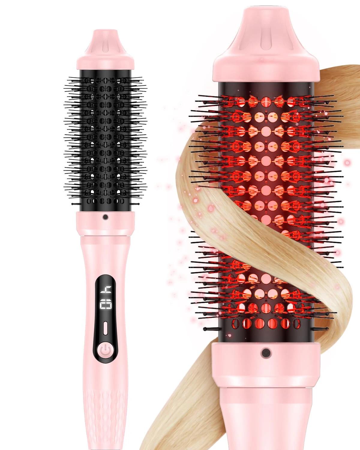 Fer à friser à infrarouge, brosse électrique, peigne Anti-brûlure, 1.5 pouces, volumateur rond chauf