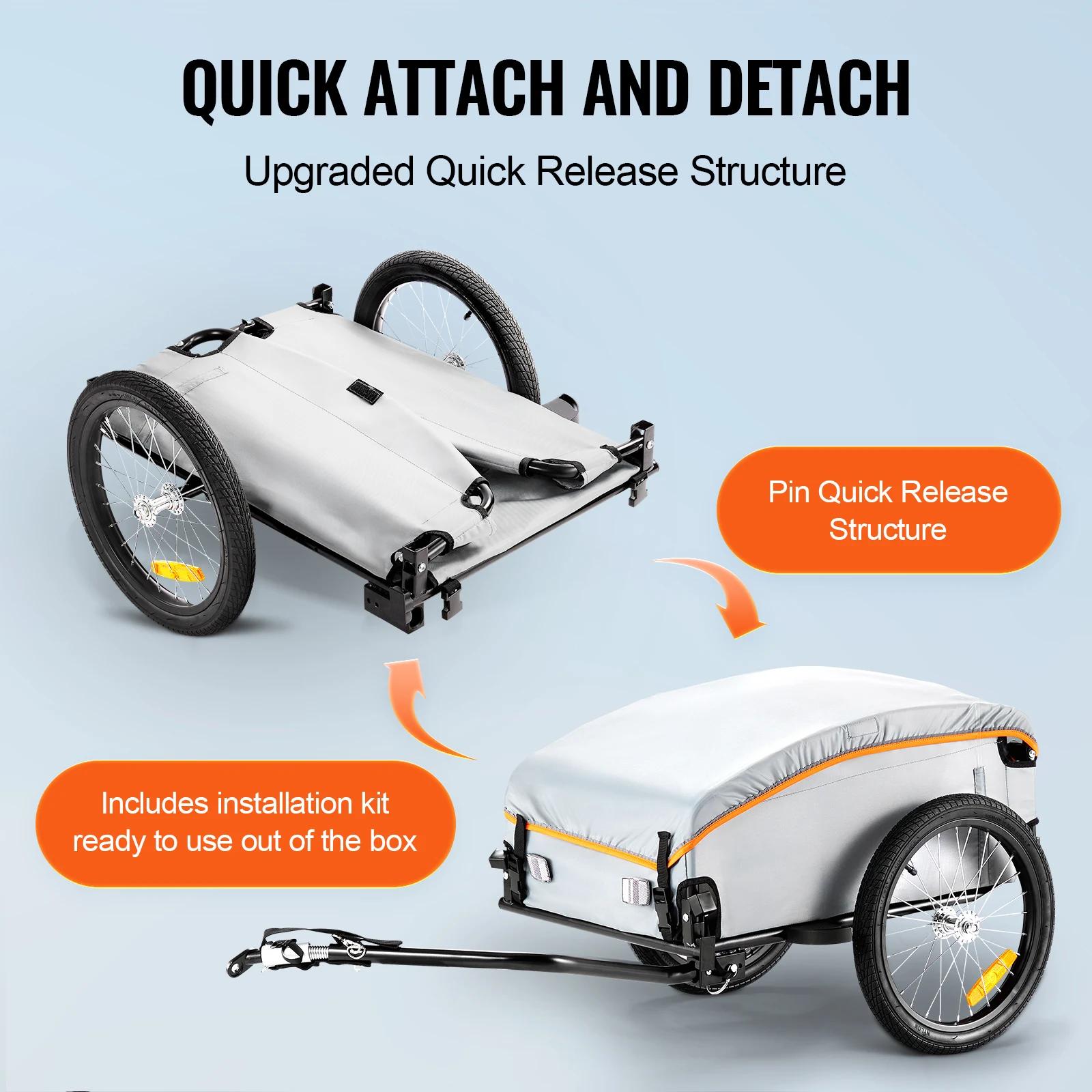 SucceBuy 100 lb remorque de chargement de vélo chariot de vélo pliable avec couvercle étanche et réf
