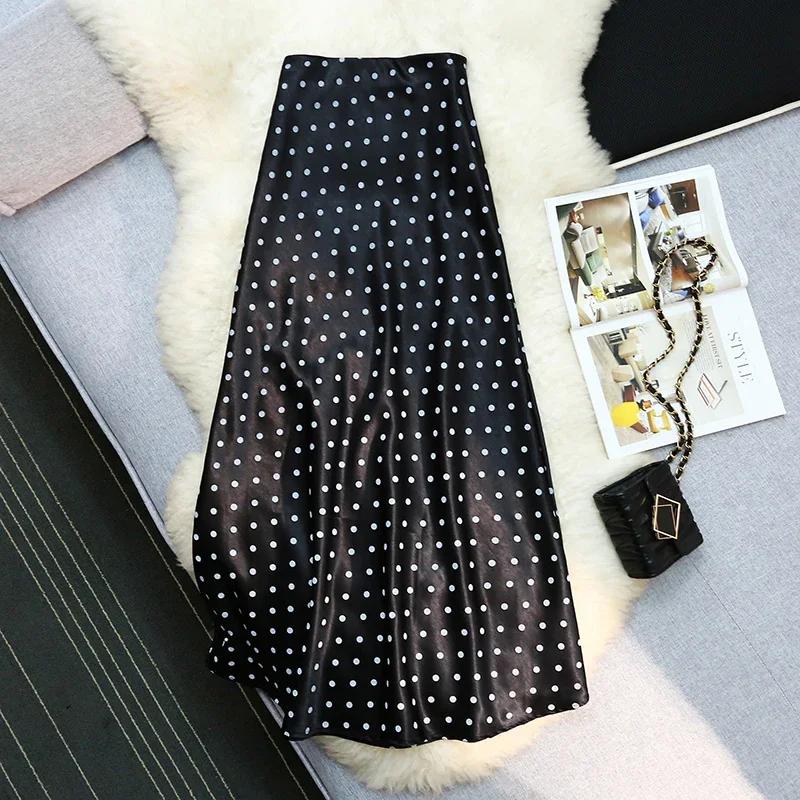 Jupes sirène en satin à pois style vintage Seoulish pour femmes, nouvelle collection printemps-été 2
