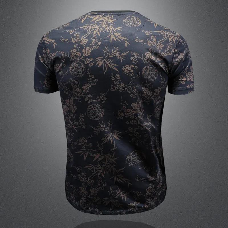 T-shirt d'été en soie glacée à col rond pour homme, manches courtes, décontracté, mode slim, streetw