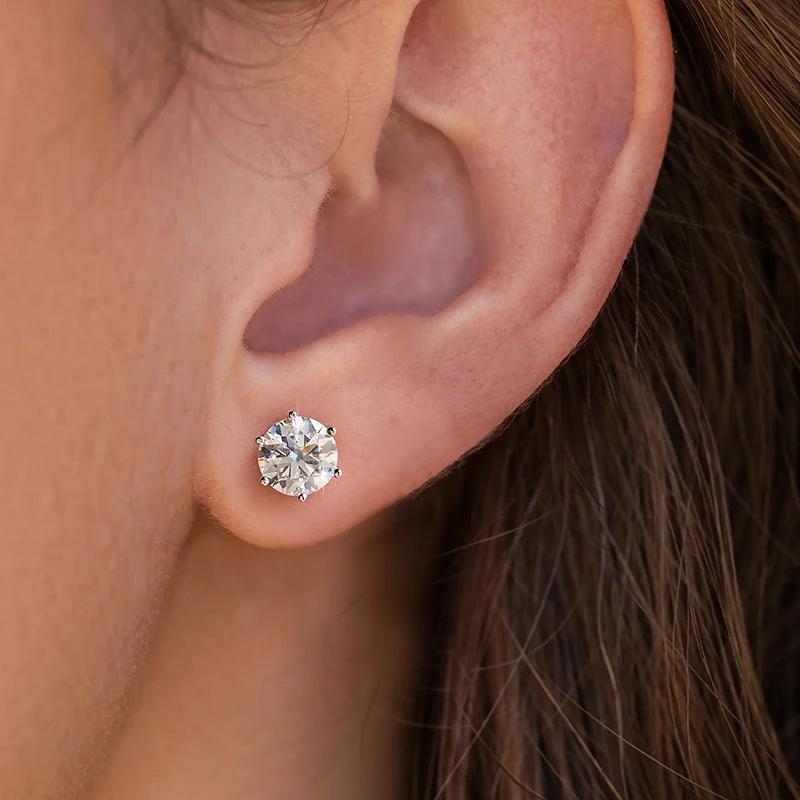 DW 0.1ct-2ct D couleur certifié Moissanite boucles d'oreilles laboratoire créé diamant 925 en argent