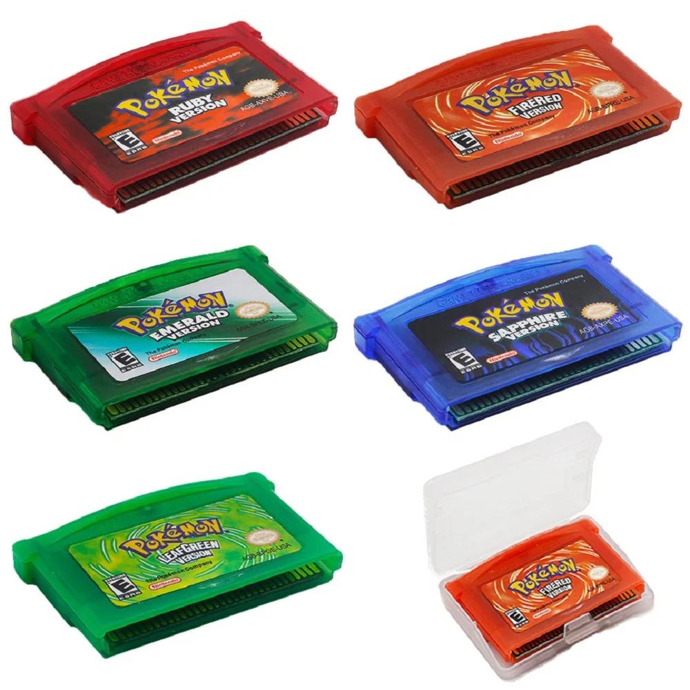 Cartouche de jeu vidéo 32 bits de la série Pokemon GBA, carte de console Pokemon Emerald FireRed Lea