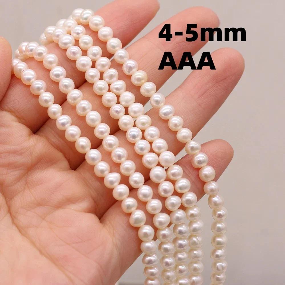 Perles d'Eau Douce Naturelles Blanches Rondes AAA + de 4 à 5mm, Accessoires d'Espacement pour Bijoux