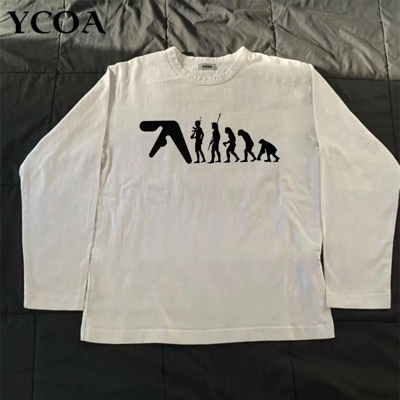 Aphex Twin T-Shirt homme coton automne graphique surdimensionné esthétique mode coréenne à manches l