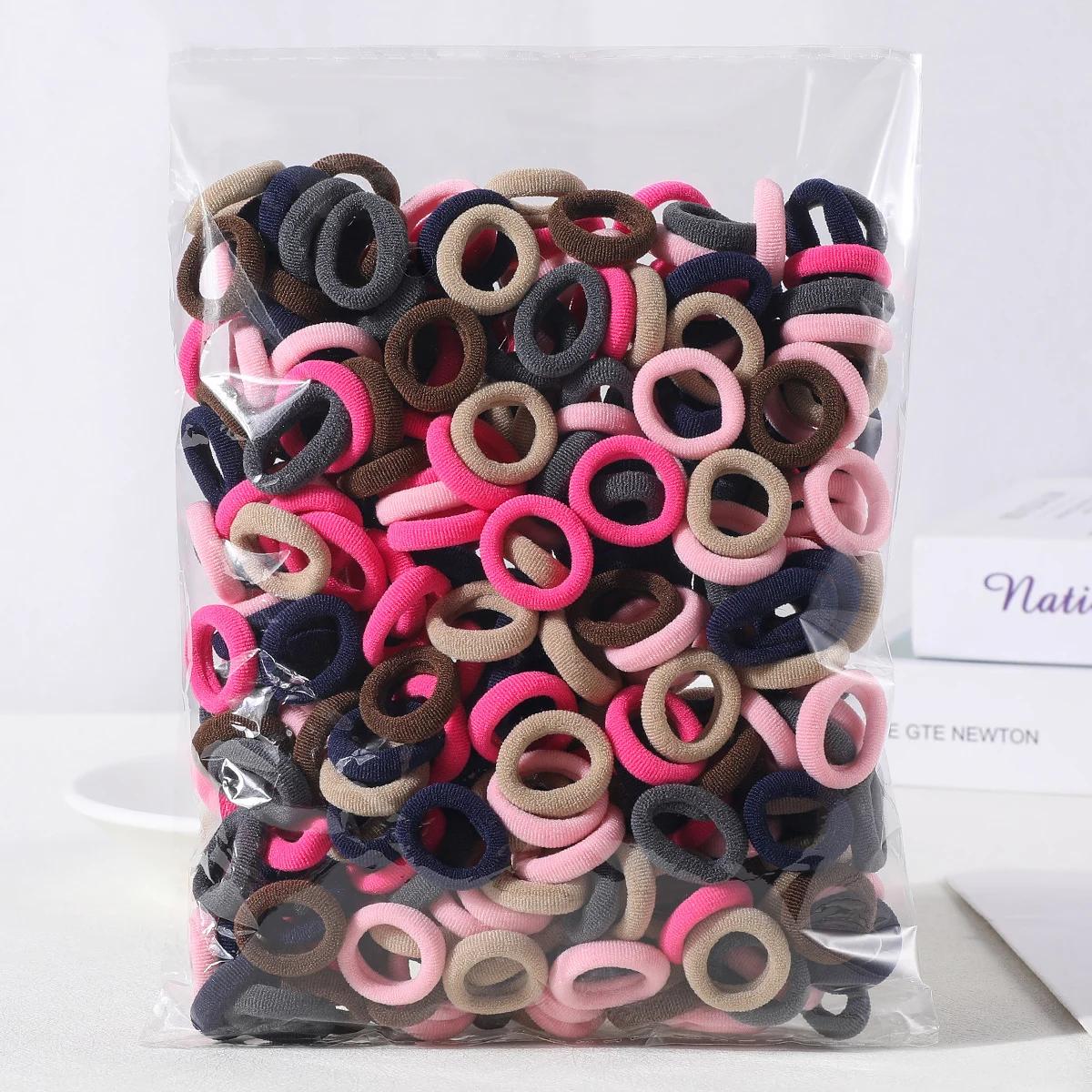 100 pièces coloré de base en Nylon élastique attaches de cheveux pour les filles enfants queue de ch