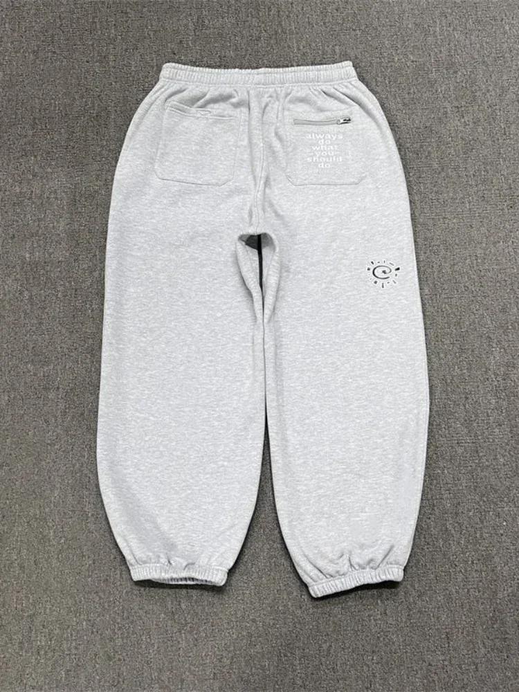 HOUZHOU Vintage graphique polaire pantalons de survêtement femmes décontracté classique gris noir ja