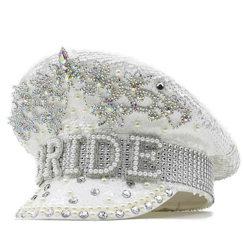 Chapeau militaire de luxe pour femmes, chapeau de luxe à paillettes brûlantes, capitaine sergent, st