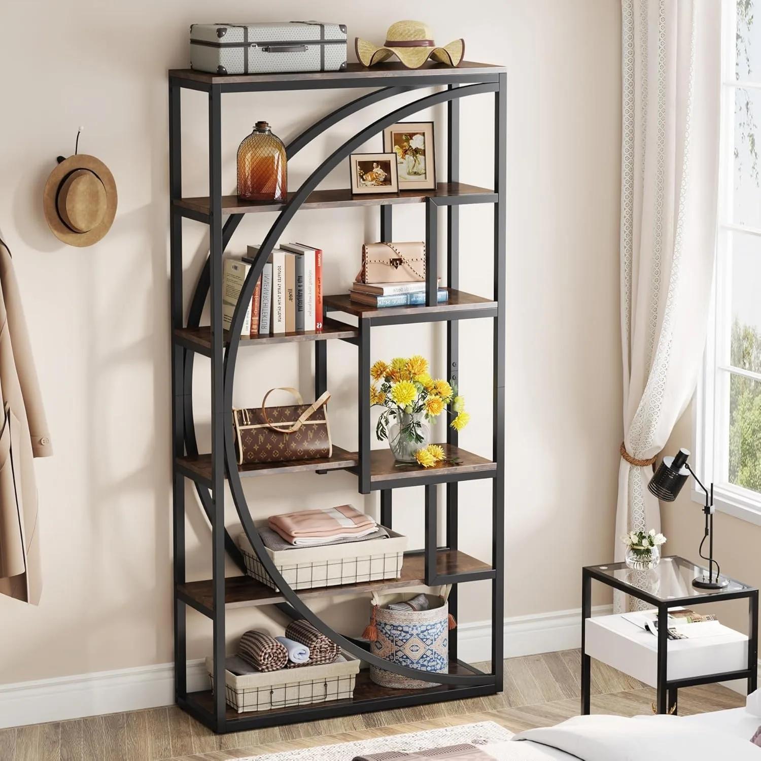 Bibliothèque, bibliothèque industrielle Etagere à 5 niveaux, bibliothèque de 70,8 pouces de haut, ét