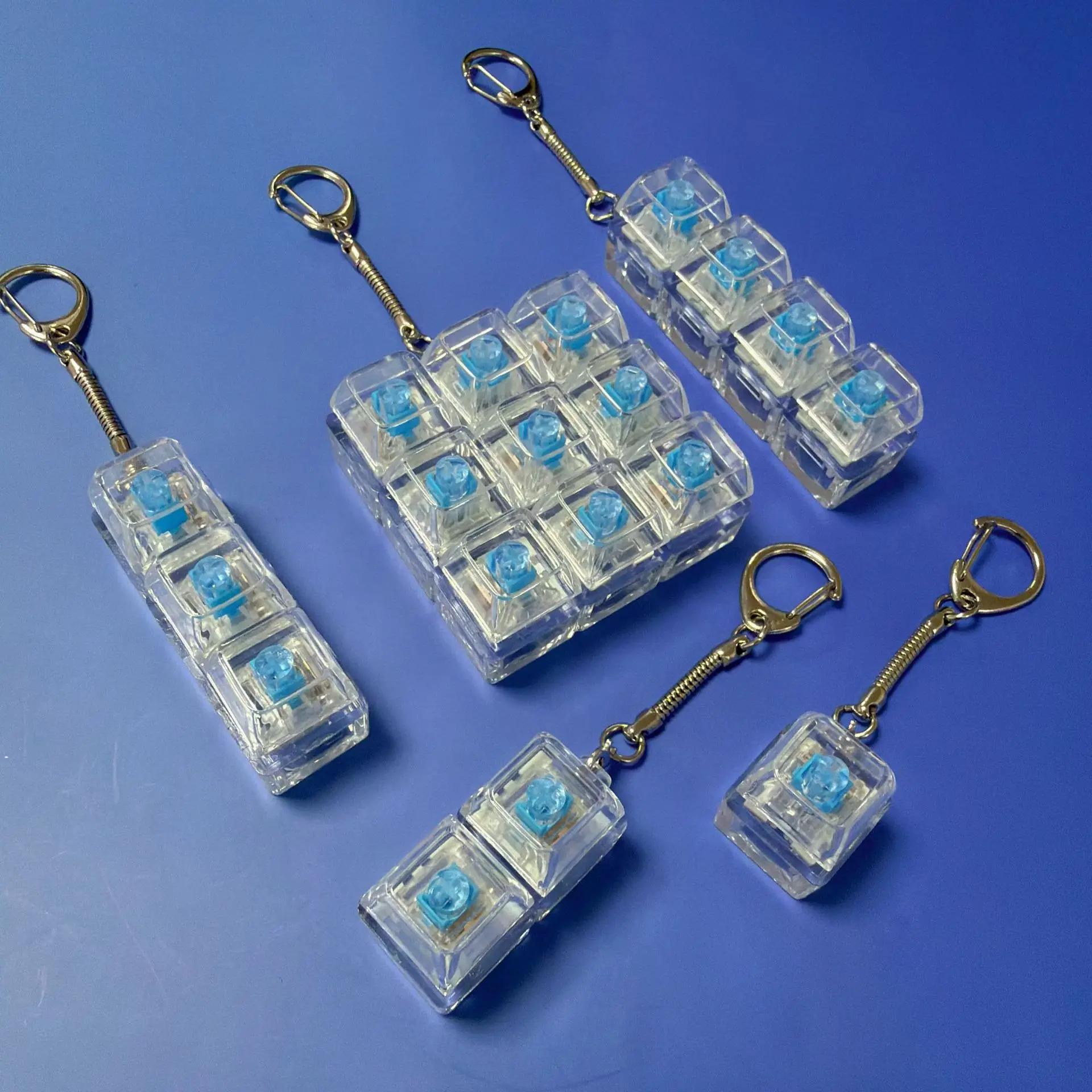 Jouets anti-stress pour clavier, capuchons de touches en cristal LED, porte-clés, gadget pour les do