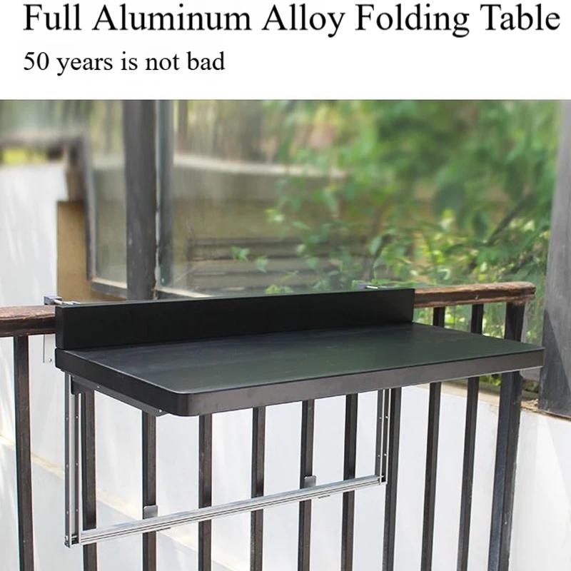 Table pliante en aluminium suspendue sur balustrade de balcon, imperméable et Protection UV, meubles