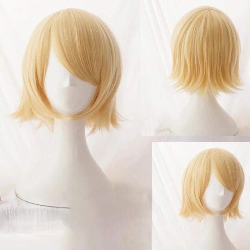 Rin – perruques synthétiques blondes courtes résistantes à la chaleur, perruques de Cosplay Anime