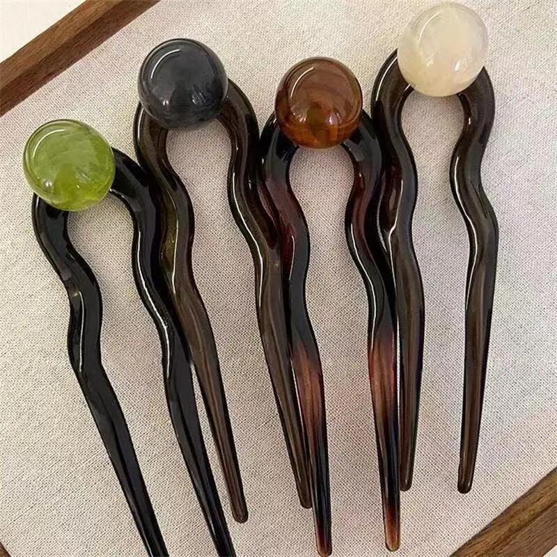 Bâtonnets à cheveux en forme de U avec perles colorées, épingle à cheveux, fourchette, chignon, doux