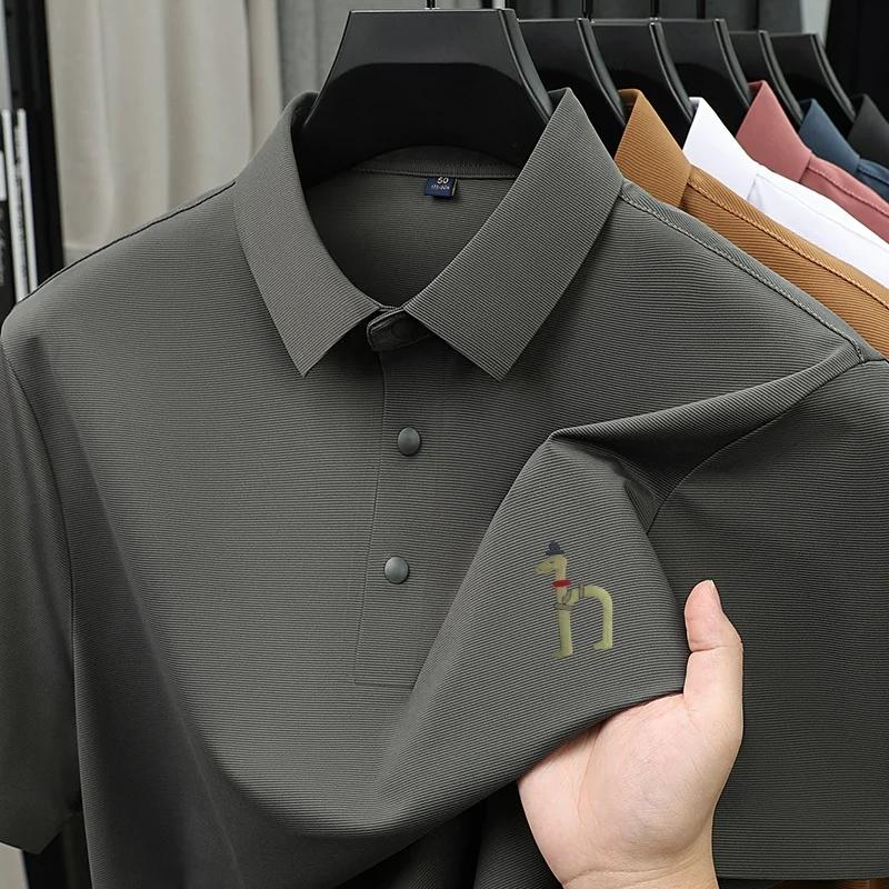 Polo de luxe pour homme, nouveau modèle à revers imprimé, T-shirt à manches courtes, respirant, doux