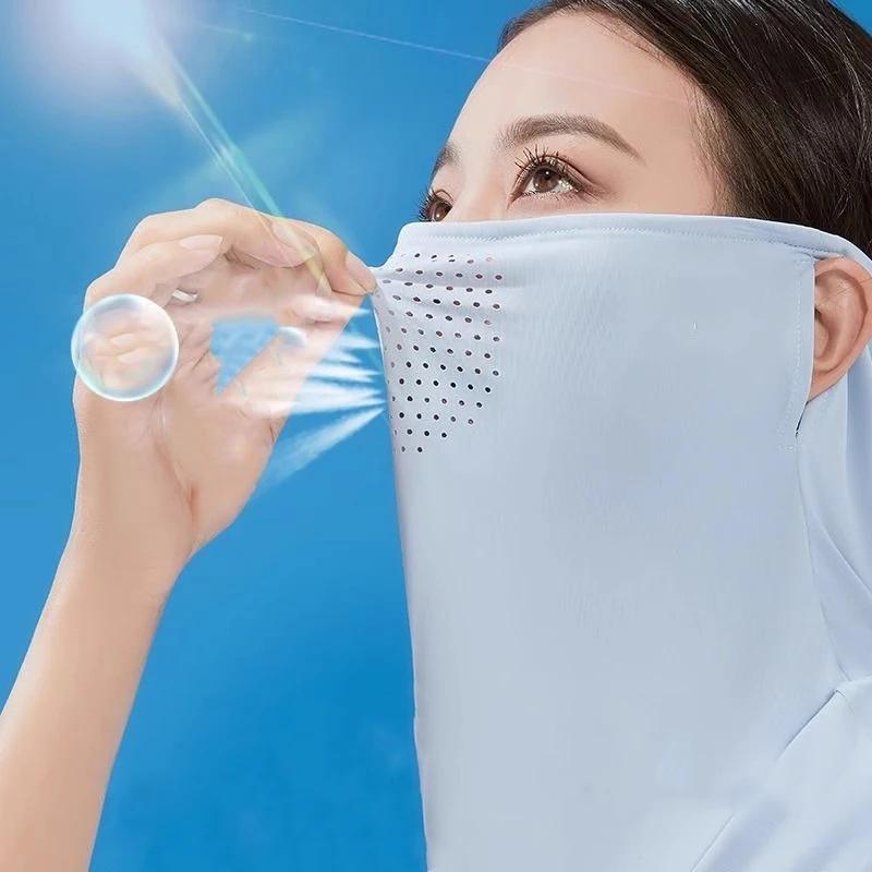 Masque de protection UV en soie glacée pour hommes et femmes – Anti-lumière du soleil intégral, prot