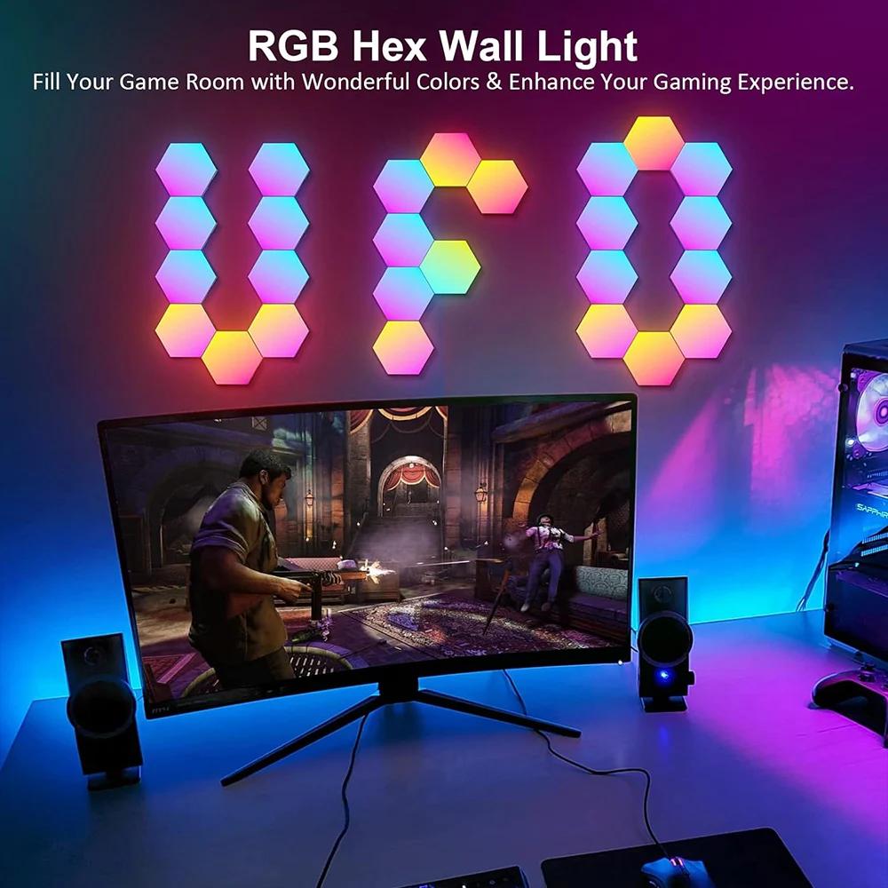 RGB LED lumière hexagonale Bluetooth applique murale intérieure APP télécommande veilleuse ordinateu