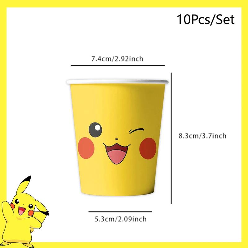 Décoration de fête d'anniversaire Pokemon Pikachu, vaisselle jetable, tasse, serviette, assiette, na