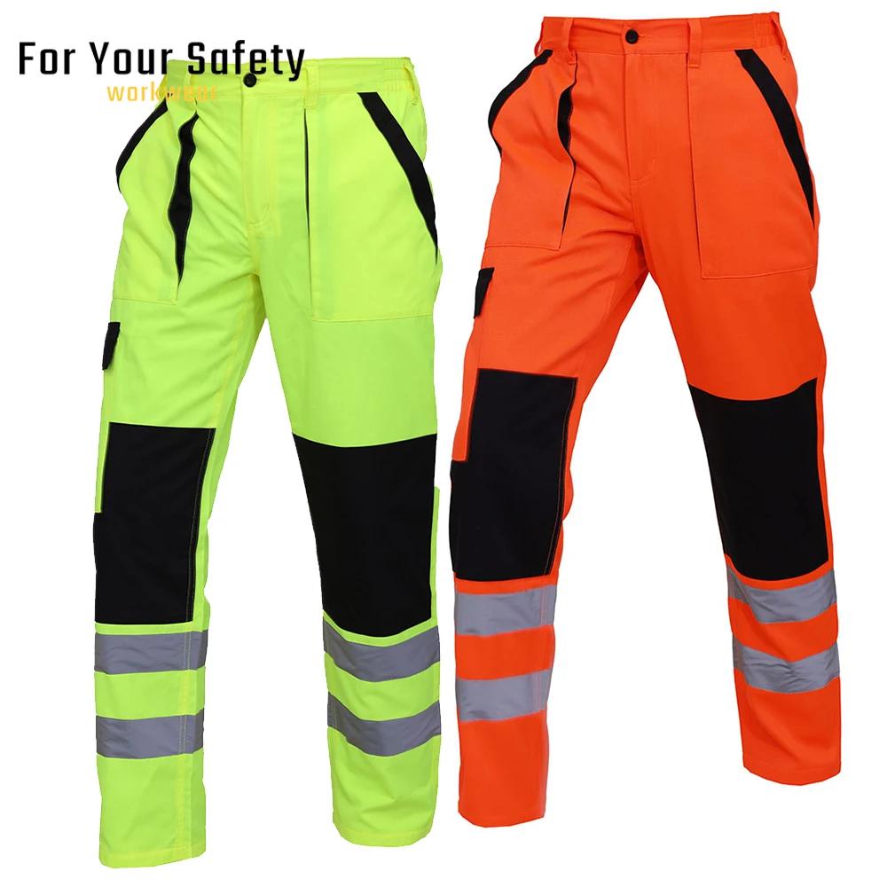 Pantalon de travail fin pour homme, jaune fluorescent, respirant, pantalon de protection pour la rép