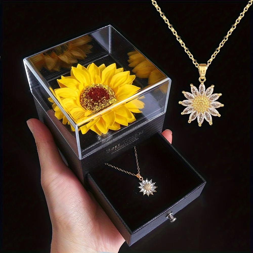 Coffret cadeau élégant collier tournesol - Celébrez l'amour, la fidélité