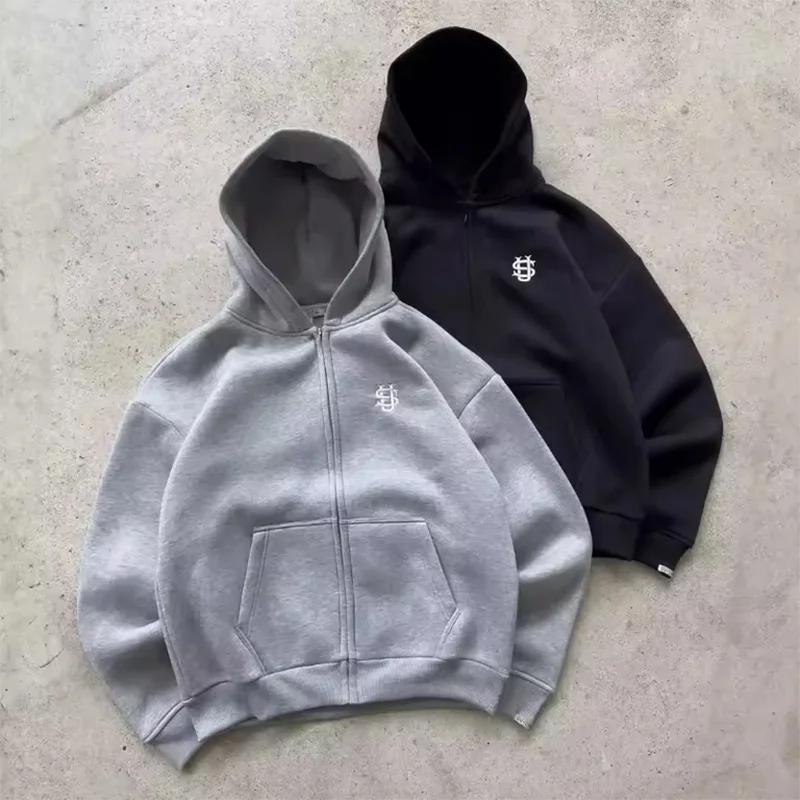 2025 automne/hiver mode broderie Harajuku Y2K sweat à capuche avec fermeture éclair femmes rue Y2K n