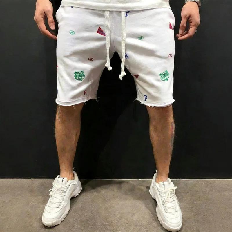 Shorts amples en coton pour hommes, style streetwear, brodés, décontractés, pour le sport et la musc