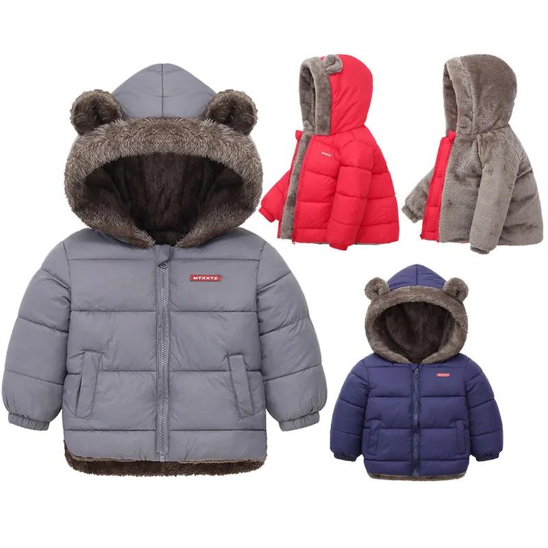 Bébé garçons filles veste à capuche vêtements d'extérieur en coton manteau polaire épais pour enfant