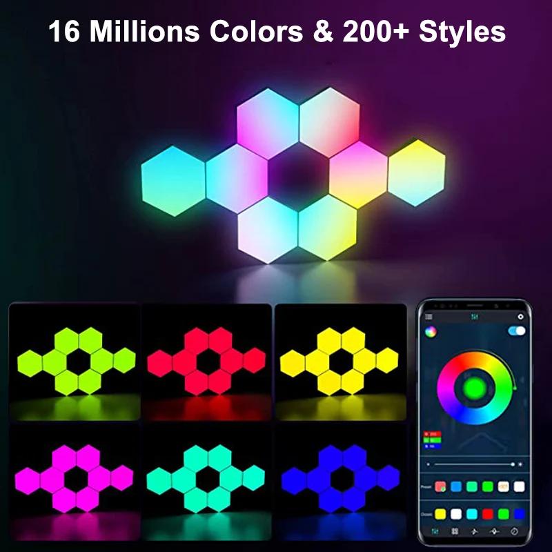 RGB LED lumière hexagonale Bluetooth applique murale intérieure APP télécommande veilleuse ordinateu