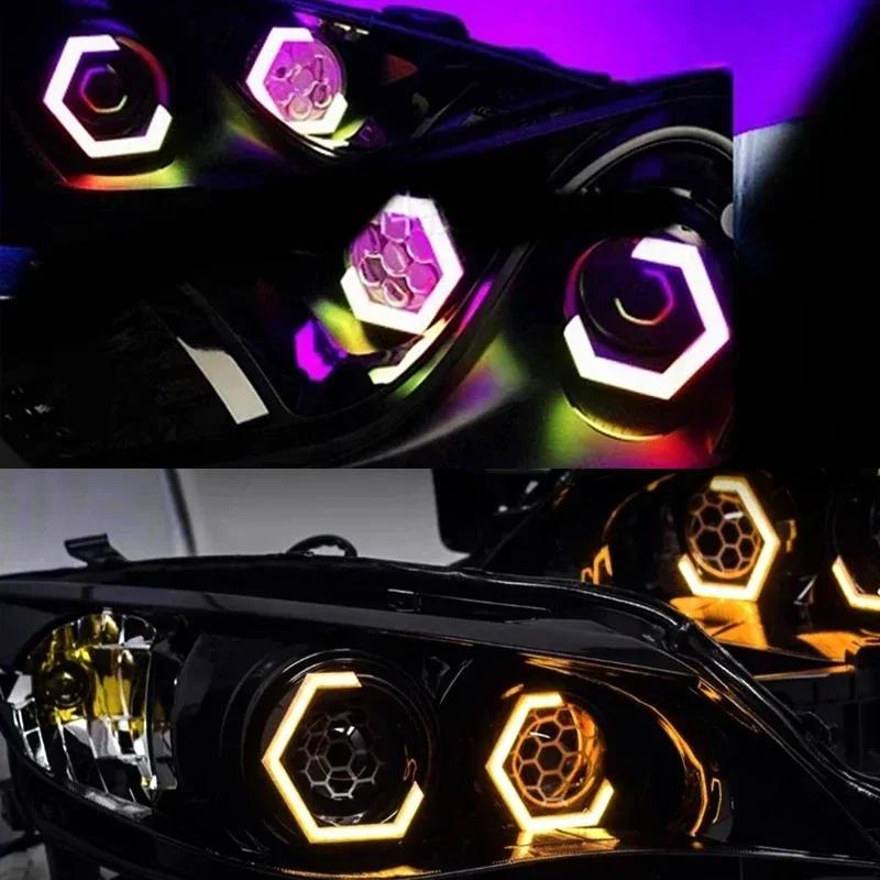 Anneaux hexagonaux Halo yeux d'ange LED 12V 24V, 2 pièces, avec clignotant, pour Modification R15 V2