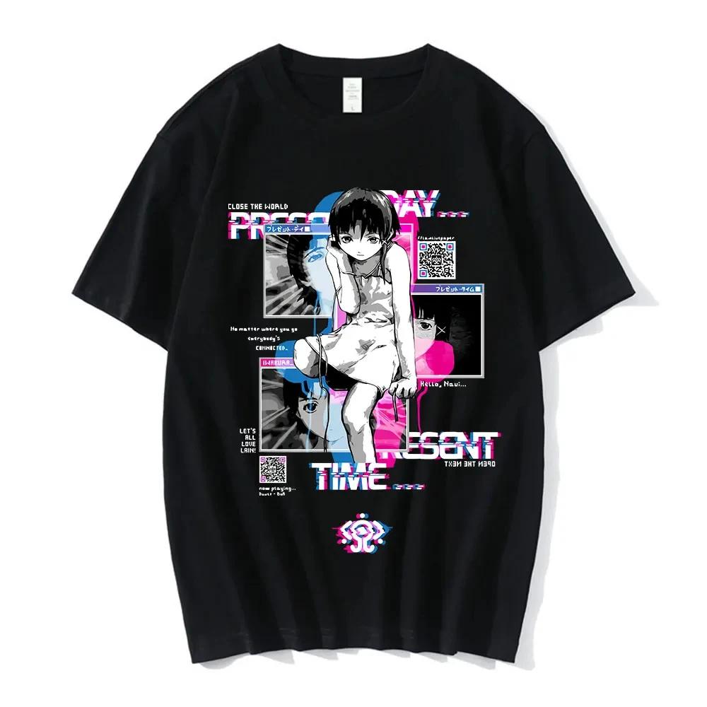 Anime expériences en série Lain T-Shirt hommes femmes graphique t-shirts unisexe Iwakura Manga fille