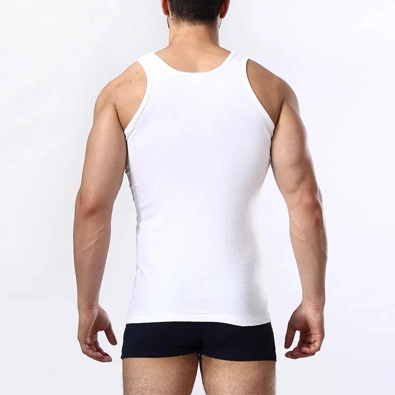 Gilet basique en coton pour hommes, couleur unie, Slim, exercice, T-shirt absorbant la sueur, fond c