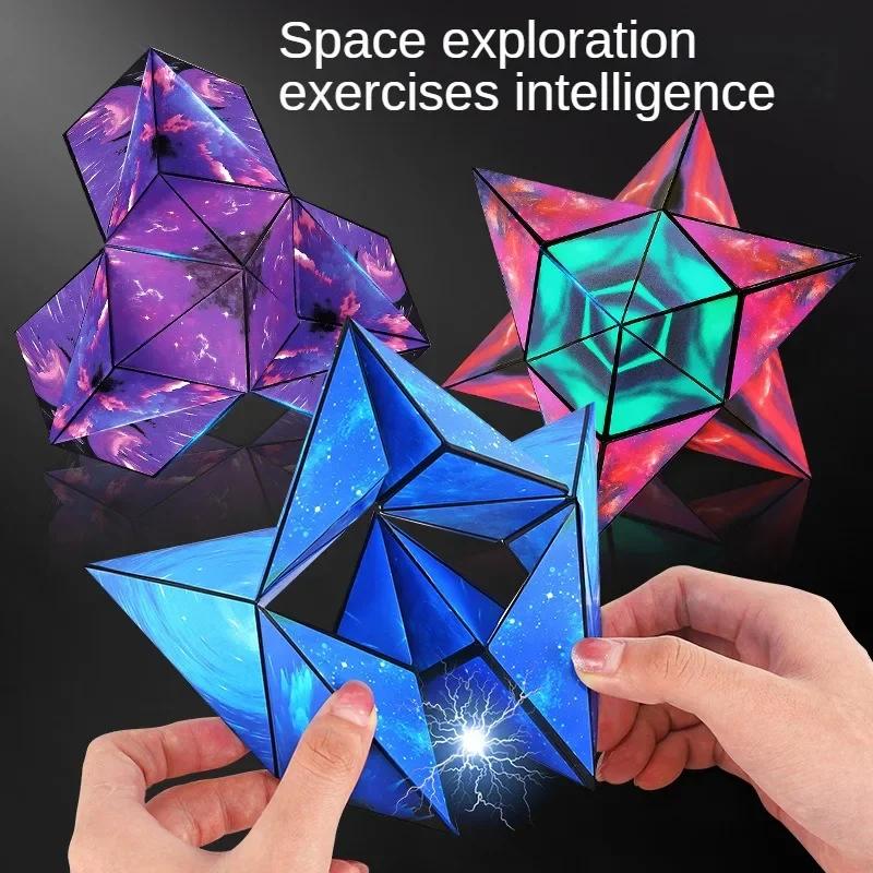 Cube Magique Magnétique Anti-souligné 3D, Variété Géométrique, Interchangeable, Puzzle à Rabat à la 