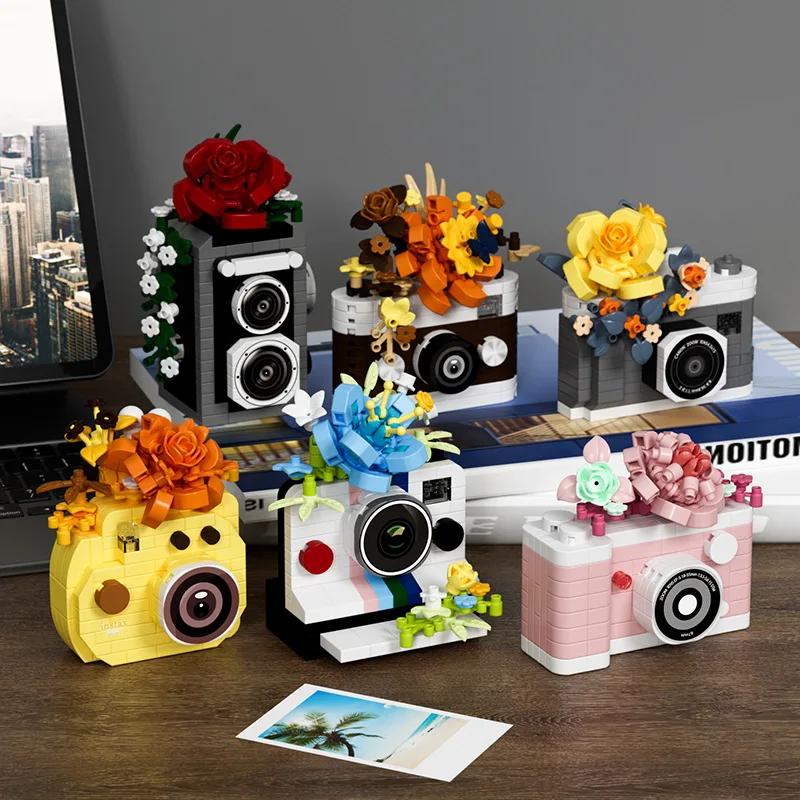 Ensemble de blocs de construction de modèle de fleur de miroir d'appareil photo reflex-jouet éducati