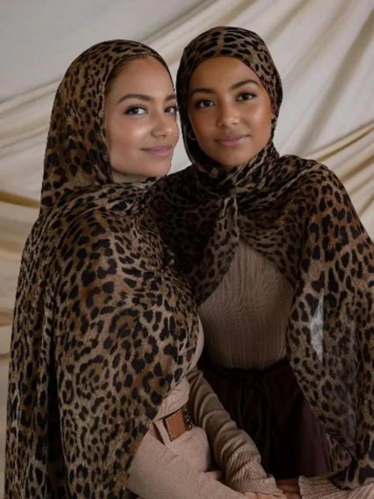 1 pièces Ramadan Hijab imprimé léopard femmes bohème aquarelle doux musulman Hijabs Floral respirant