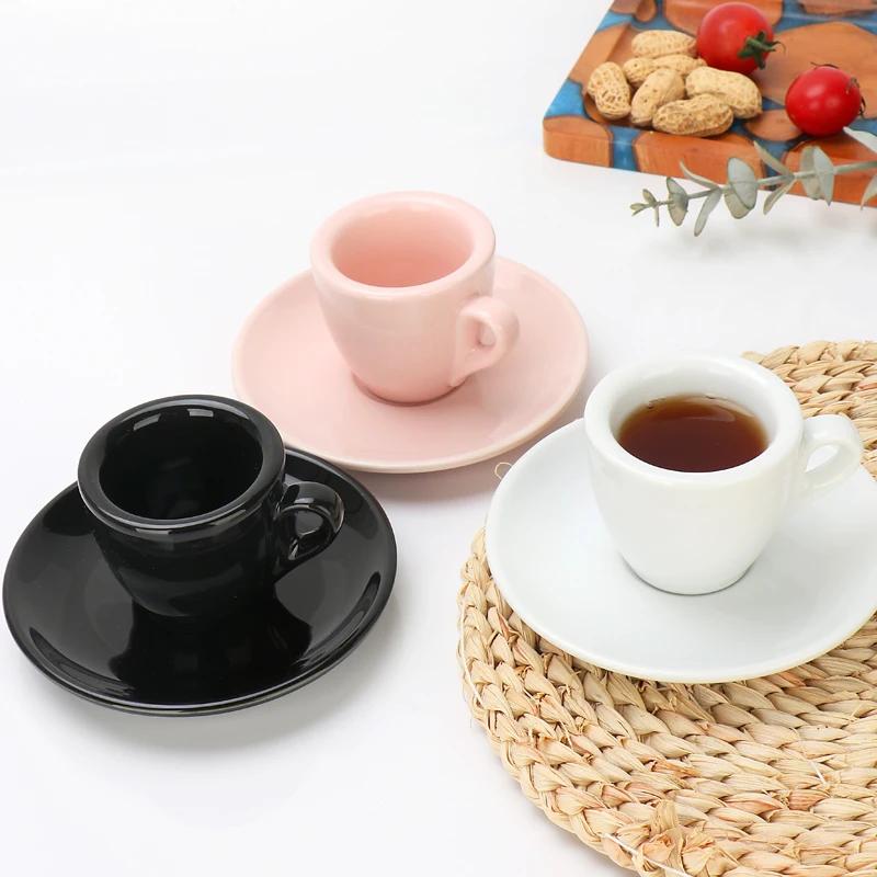 Tasse à expresso en porcelaine de 50ml, avec soucoupe et cuillère, tasse de 9mm d'épaisseur de paroi