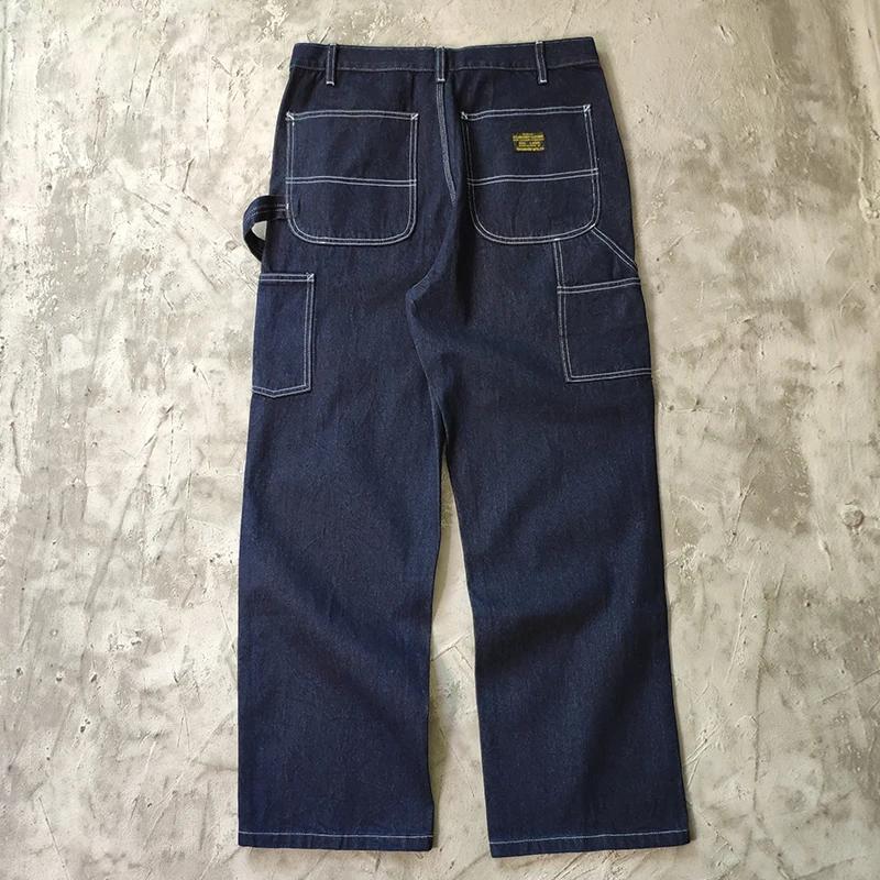 Jeans de travail en Denim délavé de couleur originale, 13.5oz, multi-poches, lourd, rétro américain,