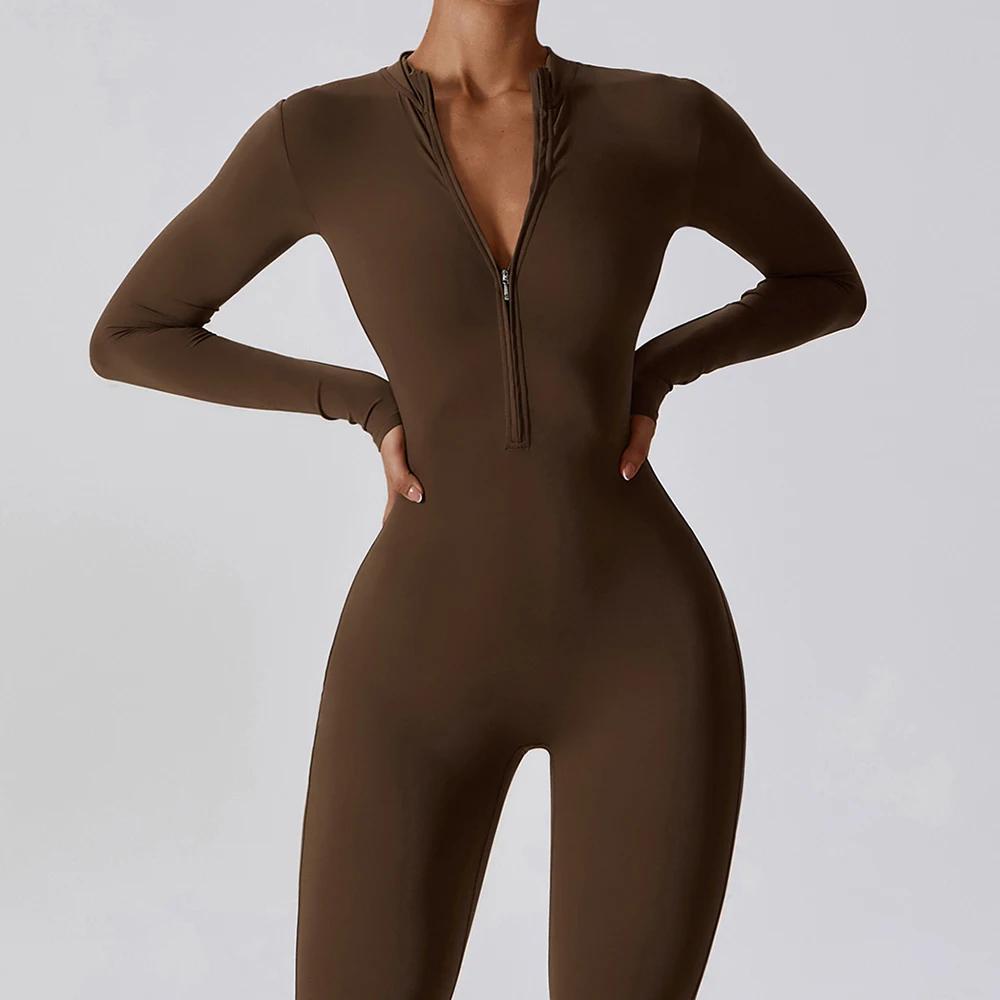 Combinaison de Yoga à manches longues pour femmes, vêtements de sport, combinaisons de gymnastique à