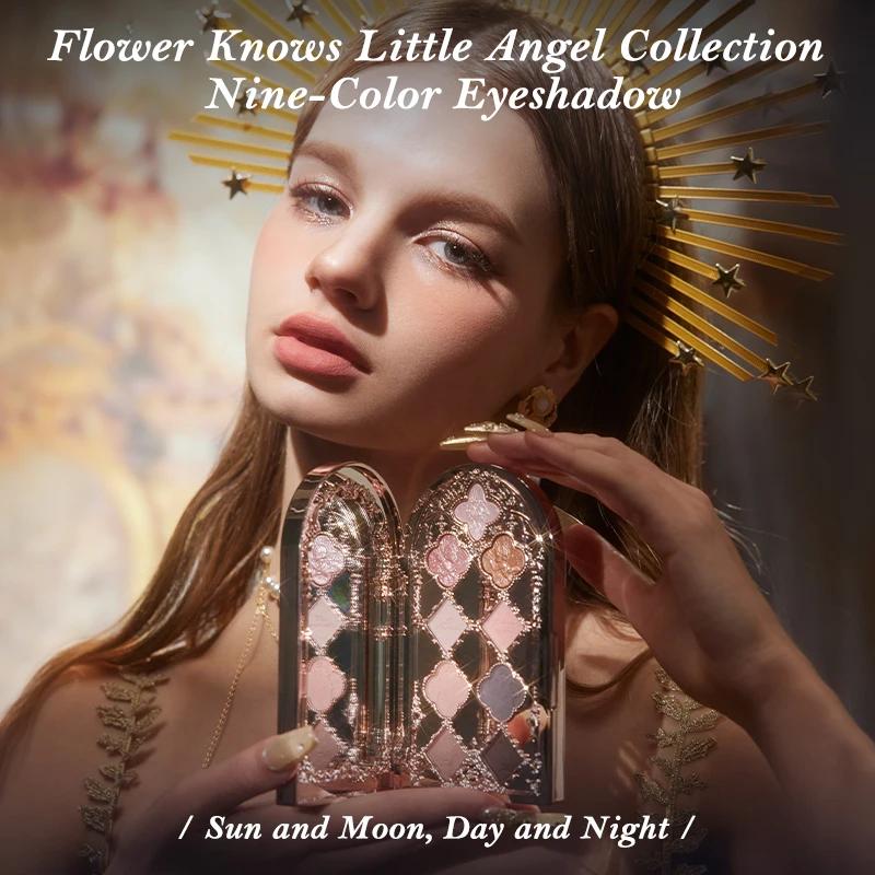 Flower Knows Little Angel Collection Palette de fards à paupières neuf couleurs délicat mat lueur mi