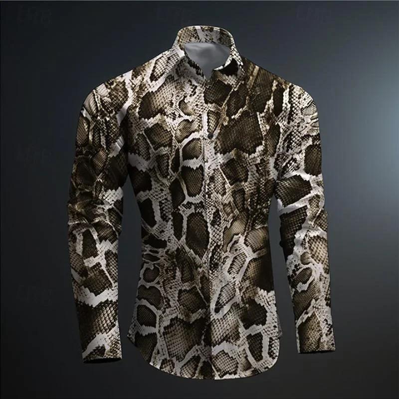 Chemise imprimée en peau de serpent pour hommes, nouveau modèle Animal imprimé en 3D, athloisir, rue