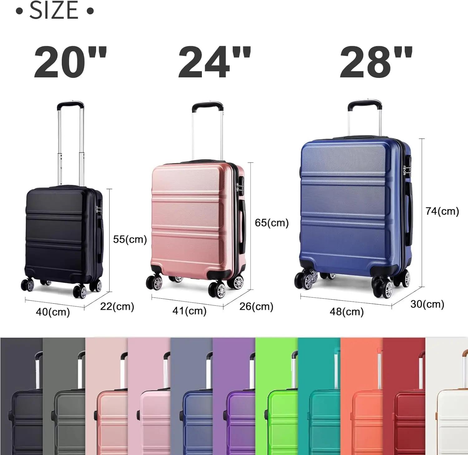 Kono Valise d'habitacle légère – Coque rigide ABS 20/24/28 pouces, convient à EasyJet sous le siège,