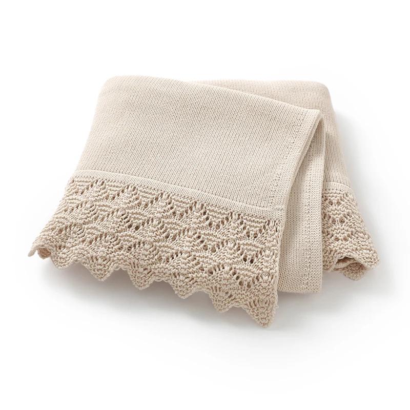 Couverture tricotée pour nouveau-né garçon fille : enveloppe d'emmaillotage douce, literie coton 90x70cm
