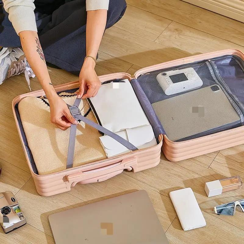 Valise de voyage de 18 pouces, jolie valise de compagnie aérienne, boîte à mot de passe, roue silenc