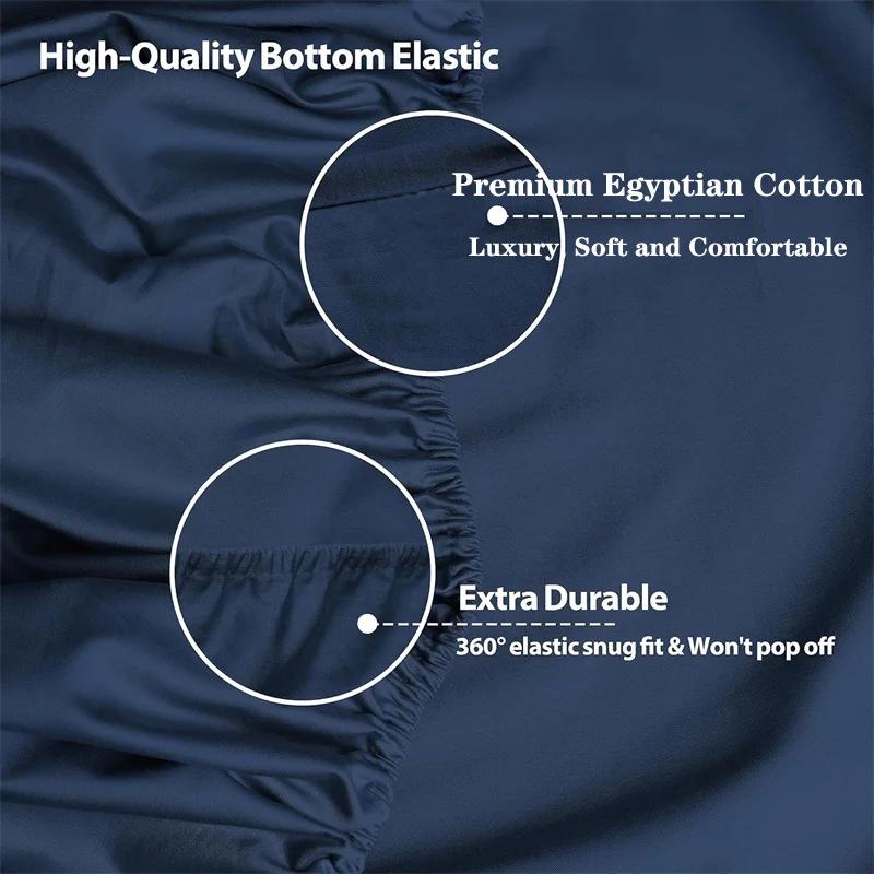 Draps de lit 100% coton égyptien, linge de lit pour la maison, drap-housse 1000 fils avec bande élas