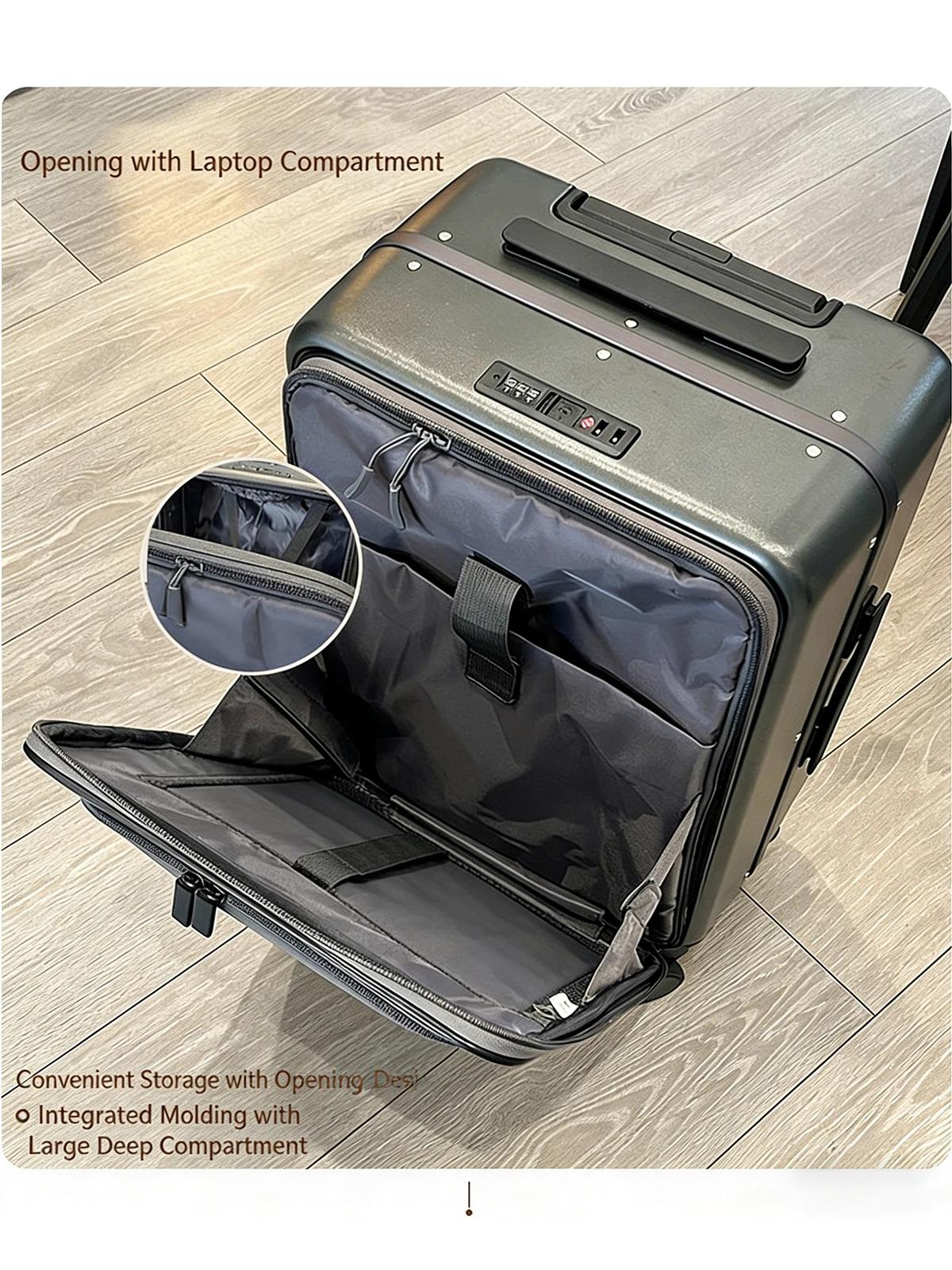 Valise souple à ouverture frontale avec cadre en aluminium et roulettes pivotantes, bagage cabine po