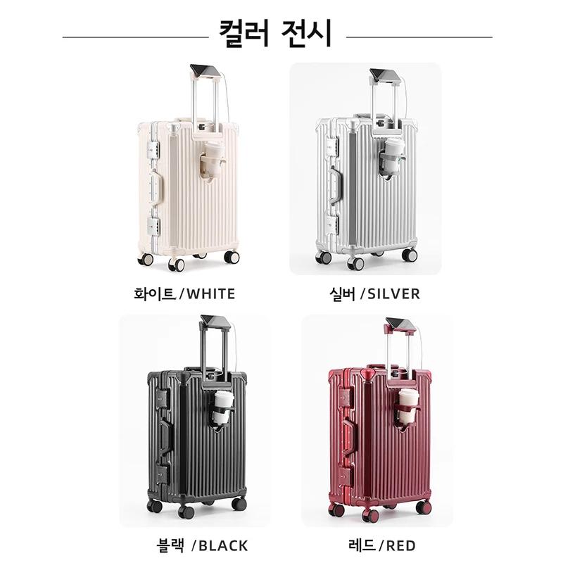 SUSHIMU-Valise de voyage pour hommes et femmes, bagage à main, cadre en aluminium PC, valise à roule