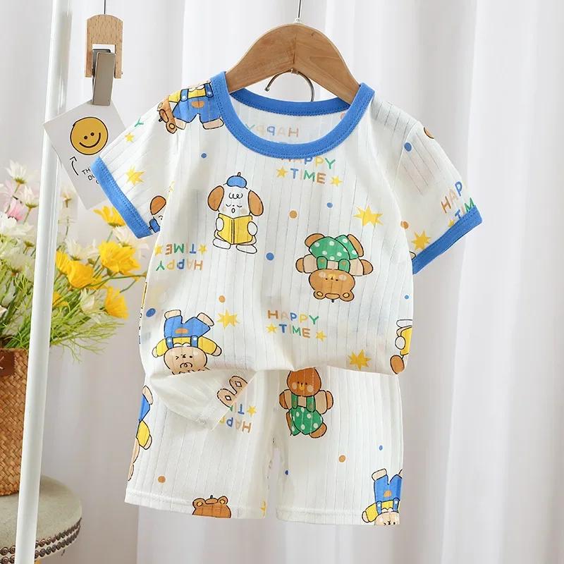 Vêtements d'été pour enfants, ensemble short à manches courtes, t-shirts pour bébés garçons et fille