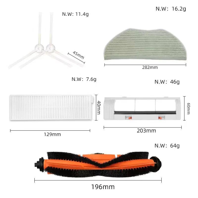 Pièces de rechange pour aspirateur robot Xiaomi, brosse latérale principale, filtre Hepa, chiffon et