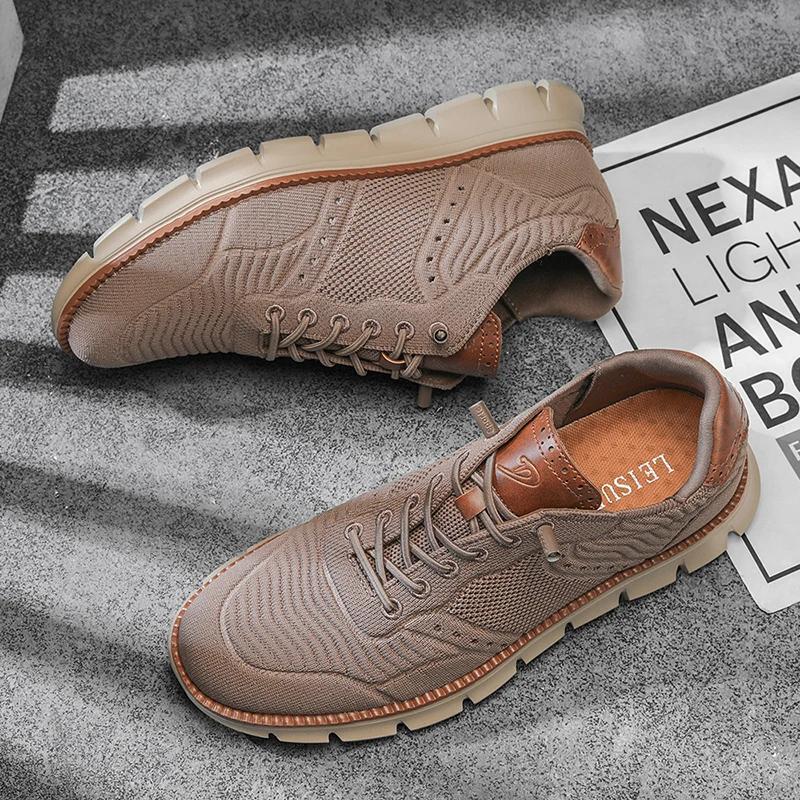 Pur noir Style britannique hommes richelieu chaussures espadrilles décontractées mocassins été respi